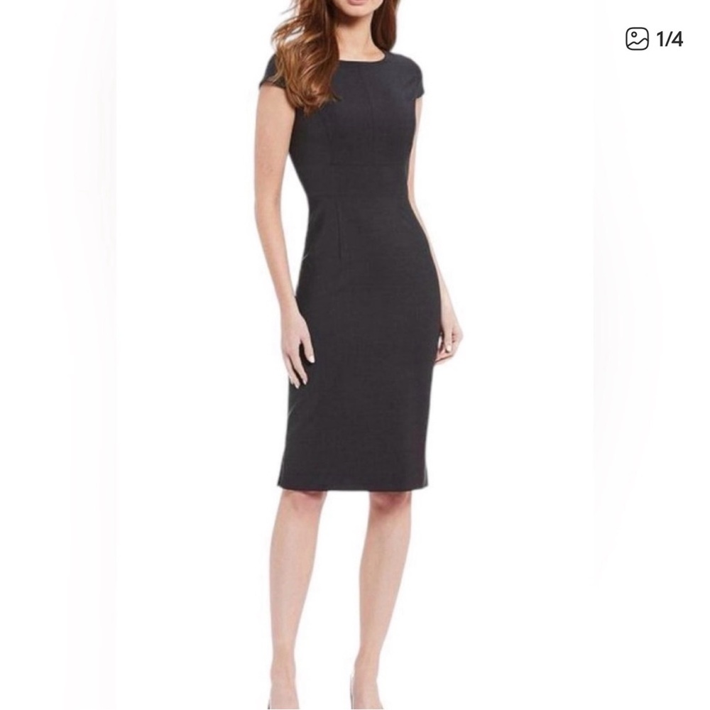 ANTONIO MELANI Cap Sleeve Midi Sheath Dress Size 14